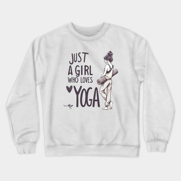 Just a Girl Who Loves Yoga-Girl with Mat and Messy Bun Crewneck Sweatshirt by Mapd